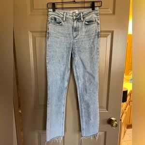 PAIGE Hoxton Slim Raw Hem Light Wash Jeans